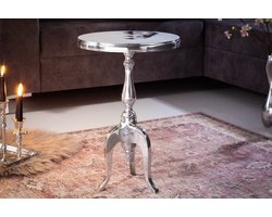 Elegante bijzettafel SAVOY 55cm zilver gepolijst statief met rond blad - 35735