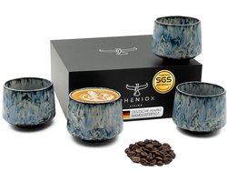 Elegante cappuccinokopjes set - perfect cadeau - set van 4 - aardewerk