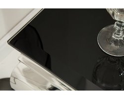 Elegante consoletafel MODERN BAROQUE 145cm zwart opaalglas roestvrijstalen poten - 36545