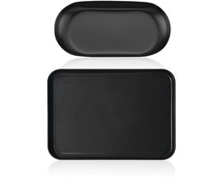 Elegante dienbladen - veelzijdig en duurzaam - 2 stuks - zwart - kunststof en roestvrij staal