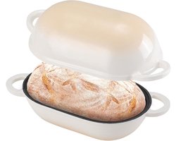 Elegante Gietijzeren Broodbakvorm Met Deksel 23 Cm – Emaille Ovale Braadpan 2.75L In Kleurverloop Wit – Perfect Voor Brood-Stoven & Ovenbereidingen