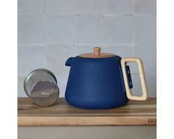 Elegante gietijzeren theepot - 1 liter - blauw