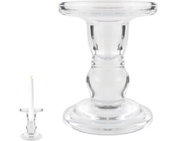 Elegante Glazen Kaarsenhouder met Romeinse Zuilen voor Tafelversiering en Feestjes, Perfect voor Stompkaarsen en Pillarkaarsen bij Bruiloften en Evenementen