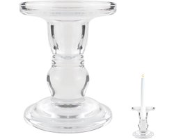 Elegante glazen kaarsenhouder met Romeinse zuilen voor tafelversiering, perfect voor diner, bruiloften en feestjes