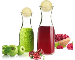 Elegante glazen karaf set met houten stopper - 270 ml en 470 ml