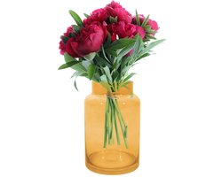 Elegante glazen vaas - tijdloos ontwerp - geel - 1 stuk - 13cm x 20cm