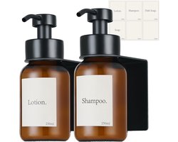 Elegante Glazen Zeepdispenser Wandbevestiging - Roestvrijstalen Pomp, 250 ml, Zelfklevend en Zonder Boren voor Badkamer en Keuken