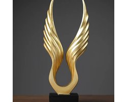 Elegante Gouden Engelenvleugels Resin Sculptuur - Veelzijdige Decoratieve Ornament voor Binnen/Buiten - Perfect voor Modern Huis & Kantoor