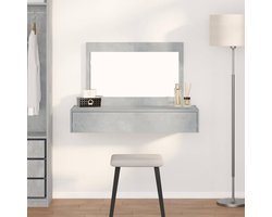 Elegante grijze kaptafel met lades en spiegel – 100x40x70 cm Moderne kaptafel voor make-up, haarstyling en slaapkamerorganisatie – Strak design, ruime opbergruimte en eenvoudige montage HomeByNicole