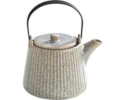 Elegante Grijze Porseleinen Theepot 1000ml met Verwijderbare Theefilter en Zeef voor Losse Thee, Perfect voor Theeliefhebbers