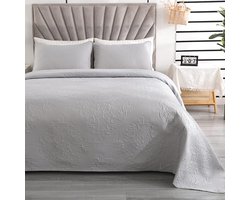 Elegante grijze sprei voor 180 cm bedden - 240 x 260 cm, met kussenslopen