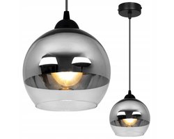 Elegante Hanglamp Bergen met Glazen Kap, Chroom & Zwart