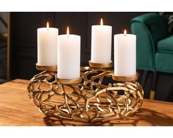 Elegante kandelaar ABSTRACT 38cm gouden takkenkrans voor 4 kaarsen - 41278