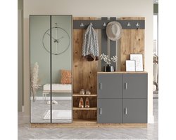 Elegante kapstok met ruimtebesparende opbergruimte | 100% gemelamineerd | Atlantic Pine Antraciet