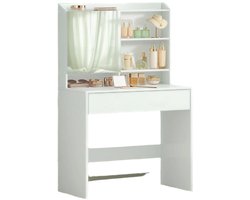 Elegante kleedtafel - wrijvingstafel - ijdelheid tafel - bevat spiegel en lade - houten spaanbord - 70 cm x 40 cm x 136 cm