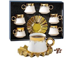 Elegante kop- en schotelset - 6 stuks - keramiek - Europese stijl