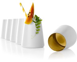 Elegante kristallen bekers - set van 6 - wit-goud - loodvrij kristalglas