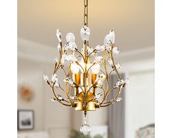 Elegante Kristallen Kroonluchter - 3 Lampen Gouden Hanglamp voor Woonkamer en Slaapkamer