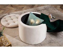 Elegante kruk MODERN BAROK 50 cm champagne fluwelen opbergmand - 40738