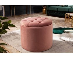 Elegante kruk MODERN BAROK 50cm oudroze fluwelen opbergmand - 40736