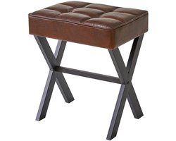 Elegante kruk - veelzijdig en duurzaam - 1 stuk - linnen/synthetisch leer - 41 x 30 x 45 cm