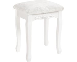 Elegante Kruk voor Kaptafel – Barokke Details, Comfortabel en Stabiel – MDF en Kunststof, 37 x 29 x 48 cm