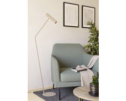 Elegante LED vloerlamp met verstelbare spot - Warme zandkleurige staanlamp voor woonkamer en slaapkamer