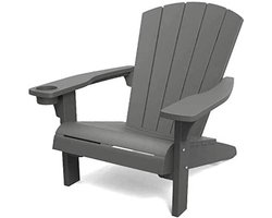 Elegante ligstoel Alpine met houtlook grafiet van Keter - Tuinmeubelen voor ontspanning in stijl