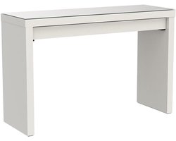 Elegante luxe kaptafel – moderne witte kaptafel met glazen blad, grote lade en veel opbergruimte – 120 x 41 x 78 cm HomeByNicole