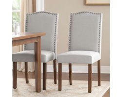 Elegante Moderne Eetkamerstoelen Set van 2 - Grijze Gestoffeerde Stoelen voor Keuken, Woonkamer en Slaapkamer