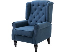Elegante oorfauteuil-dik gevoerd-afneembare hoes-74 x 86 x 102 cm-blauw
