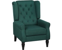 Elegante oorfauteuil - dik gevoerd - afneembare hoes - 74 x 86 x 102 cm - donkergroen