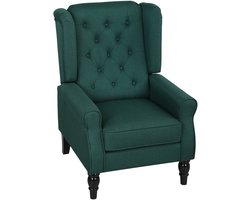Elegante oorfauteuil-dik gevoerd-afneembare hoes-74 x 86 x 102 cm-donkergroen