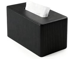 Elegante Opbergdoos voor Zakdoeken van PU Leer - Rectangular, Ideaal voor Badkamer, Restaurant en Thuisgebruik - Zwart