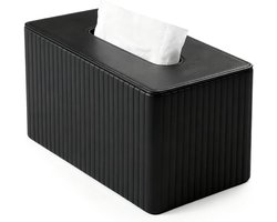 Elegante Opbergdoos voor Zakdoeken van PU Leer - Rectangular, Ideaal voor Badkamer, Restaurant en Thuisgebruik - Zwart
