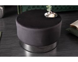 Elegante Poef/Salontafel MODERN BAROQUE 55 cm fluweel zwart zilver