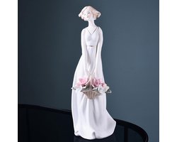Elegante Porseleinen Beeld van Vrouw - Sculptuur voor Tafelversiering, Cake Topper en Huisdecoratie - Uniek Keramisch Ornament voor Interieur