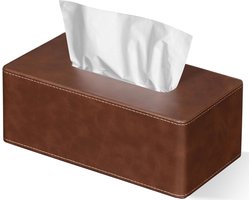 Elegante Rectangulaire Tissue Box Cover van PU Leer voor Tissue Dispenser en Badkamer Decoratie in Bruin