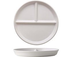 Elegante ronde porseleinen borden met 3 vakken, ideaal voor desserts en hapjes, stijlvol en praktisch