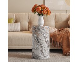Elegante ronde salontafel van MDF met een grijze marmerlook – een moderne, minimalistische woonkamerdecoratie. Ideaal als kleine salontafel, bijzettafel, banktafel of theetafel.