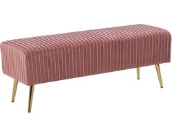 Elegante Roze Velvet Voetenbank met Gouden Poten