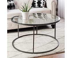 Elegante salontafel van gehard glas 45x80 cm zwart en transparant