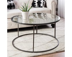 Elegante salontafel van gehard glas 45x80 cm zwart en transparant