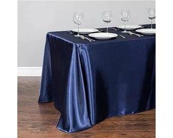 Elegante Satijnen Tafelkleed in Navy Blauw, Waterafstotend en Vlekbestendig, Ideaal voor Bruiloften, Feesten en Decoratie, 145 x 335 cm