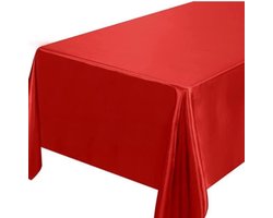 Elegante Satijnen Tafelkleed voor Eettafel - Ideaal voor Feestjes, Bruiloften en Tuin - Rood 145x275cm
