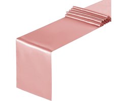 Elegante Satijnen Tafellopers Set van 4, 30 x 275 cm, Ideaal voor Bruiloften, Verjaardagen en Feestjes in Zacht Roze