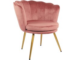 Elegante Shell Back Stoel in Stoffig Roze - Art Deco Design