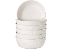 Elegante soepkommen set voor 6 personen - 6-delige set - Compact en stapelbaar - Geschikt voor magnetron en vaatwasser - Wit