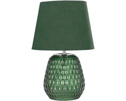 Elegante tafellamp met fluwelen kap en glas voet - Groene lamp voor sfeervolle verlichting