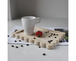 Elegante Travertine Scalloped Marmeren Lade voor Luxe Badkamer, Decoratieve Lade voor Dressoir, Ideaal voor Tissuehouders, Kaarsen en Handdoeken